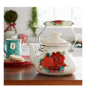 Pioneer Woman teapot cheerful rose TEA KETTLE brand new